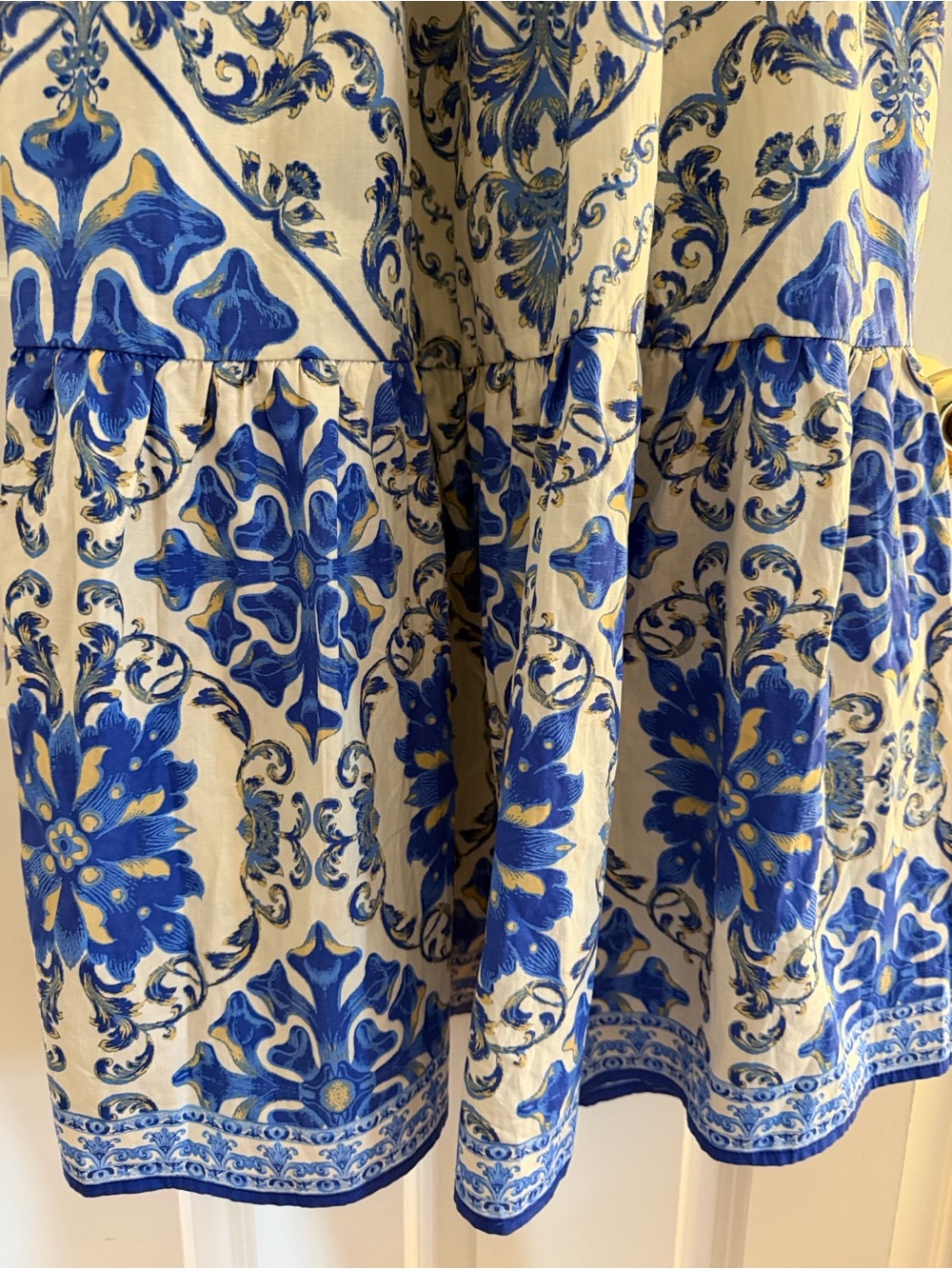 Blue & White Mediterranean Print Tie-Shoulder Maxi Dress/ Size M/ NWT - Picture 8 of 16
